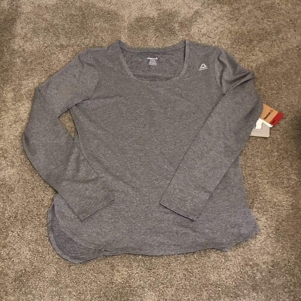 NWT REEBOK long sleeve training top - slim fit - gray - Large